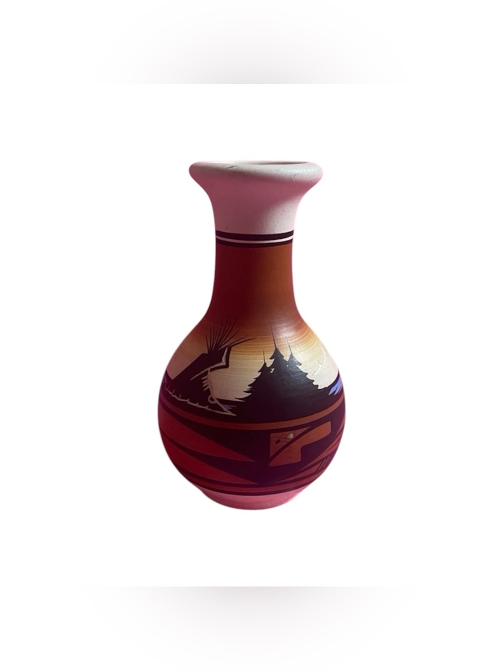 Cedar Mesa Vase Navajo Southwestern Naatsiilid Rainbow Pottery 6.5 inches